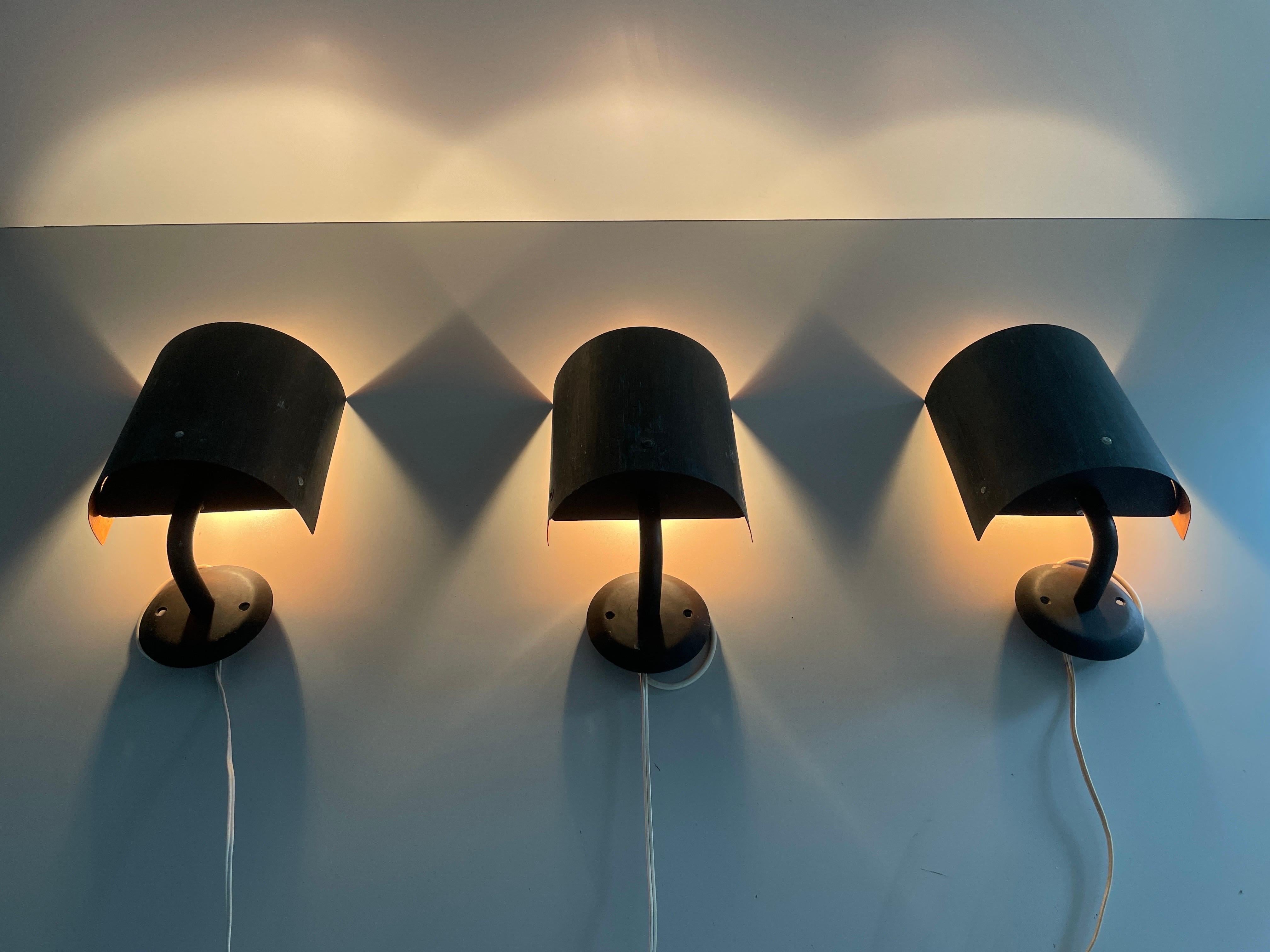 Set di 3 lampade in rame e metallo, anni '60, Germania in vendita 4