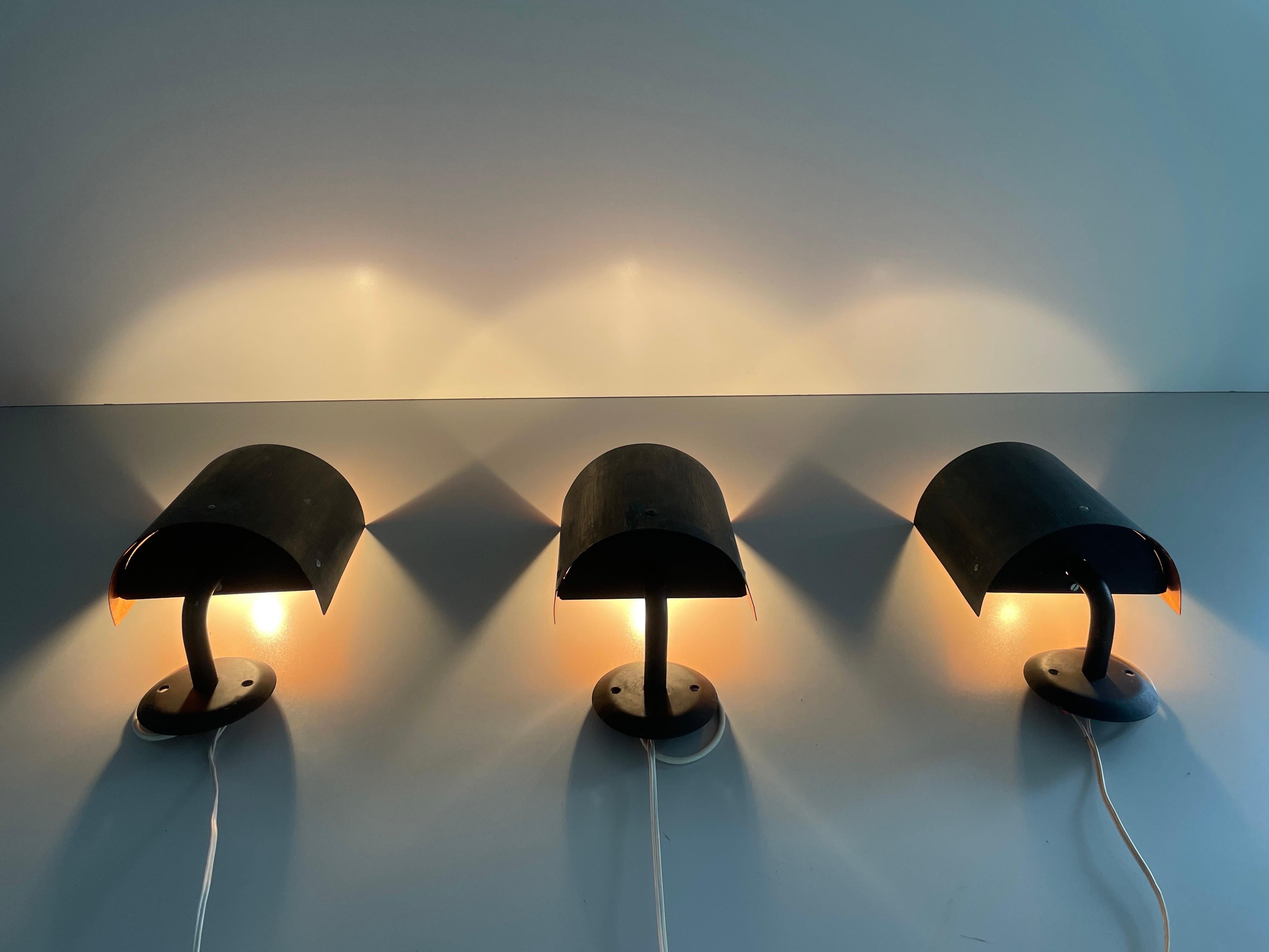 Set di 3 lampade in rame e metallo, anni '60, Germania in vendita 5