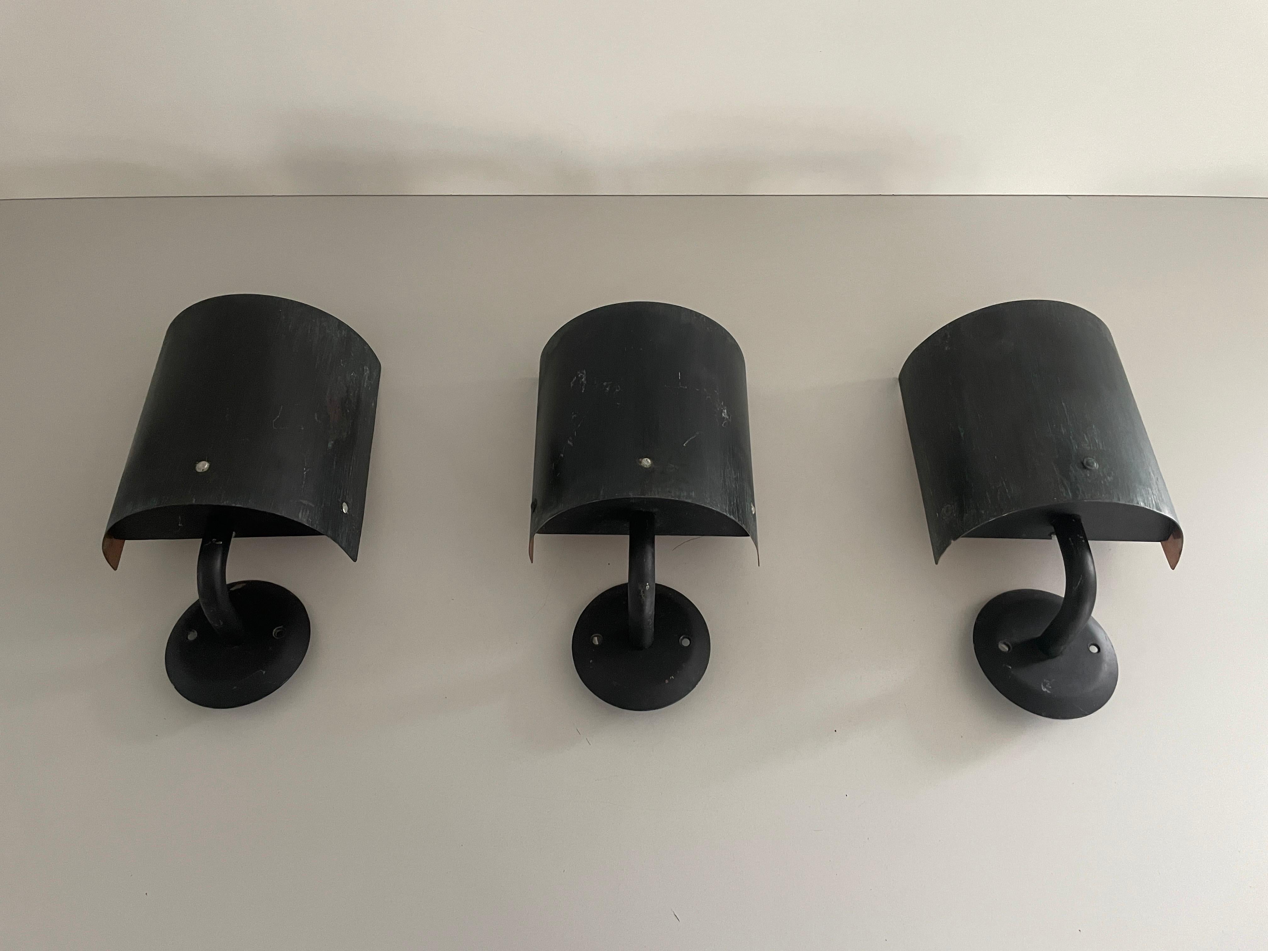Mid-Century moderno Set di 3 lampade in rame e metallo, anni '60, Germania in vendita