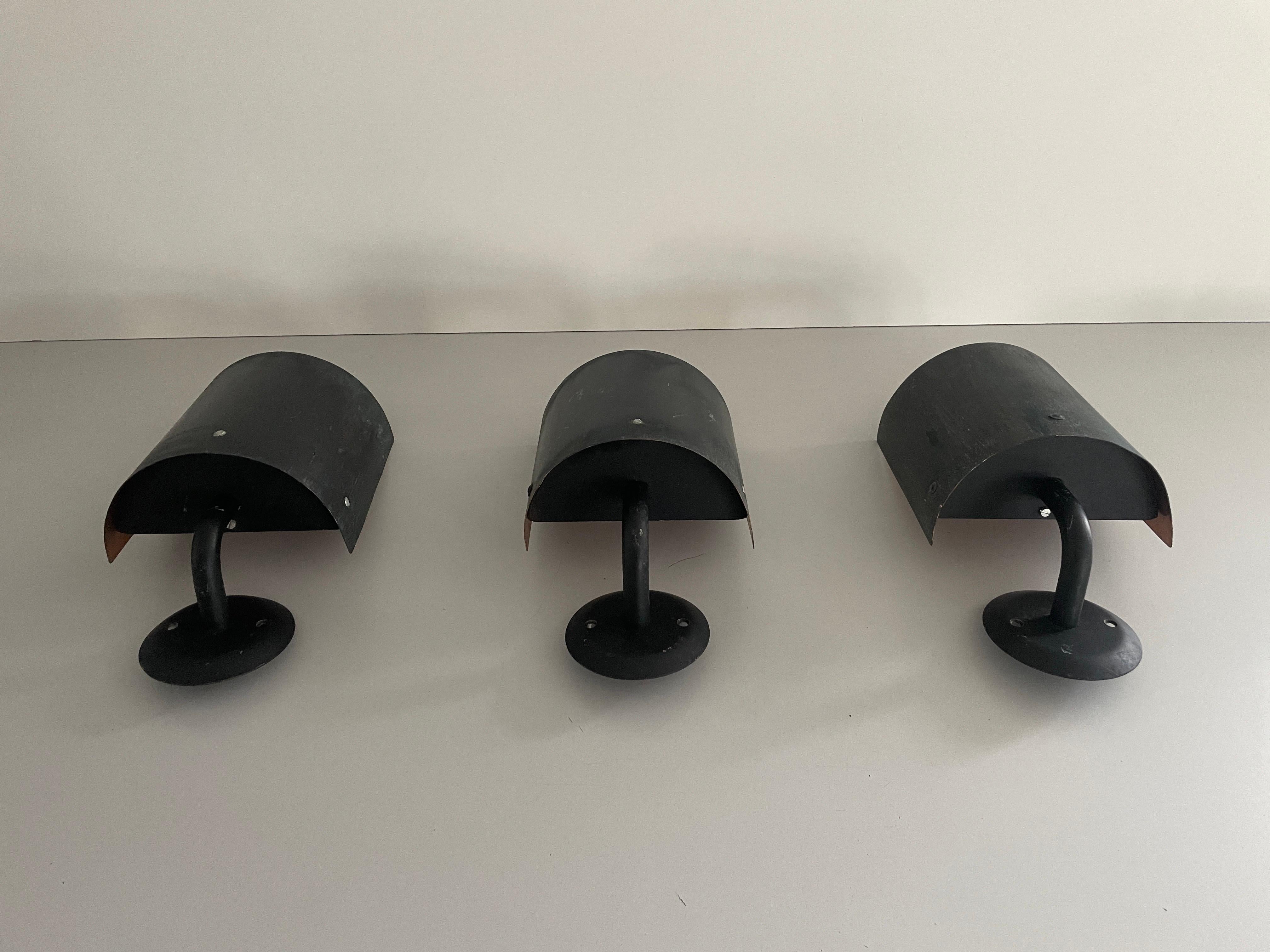 Tedesco Set di 3 lampade in rame e metallo, anni '60, Germania in vendita