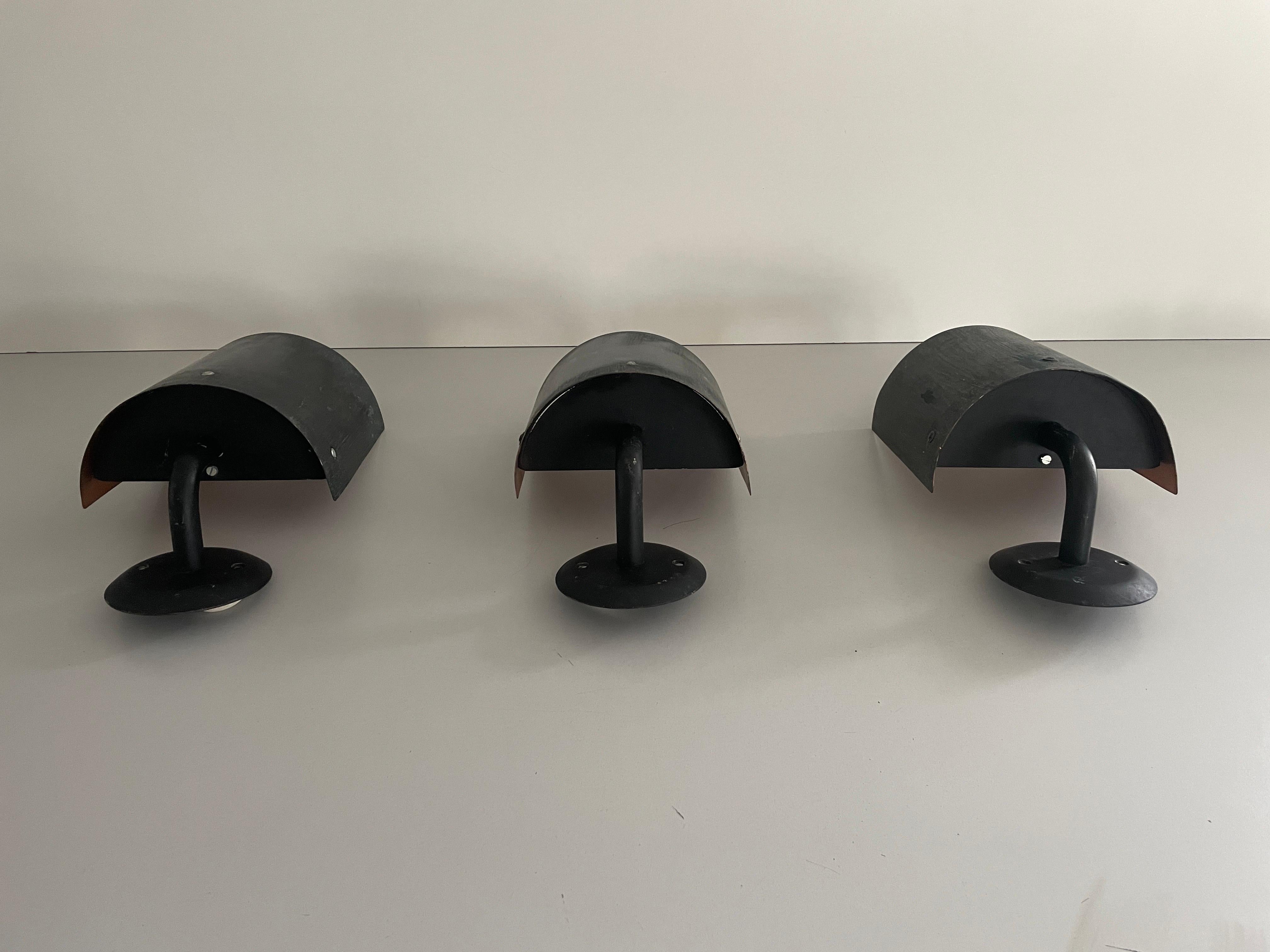 Set di 3 lampade in rame e metallo, anni '60, Germania In condizioni ottime in vendita a Hagenbach, DE