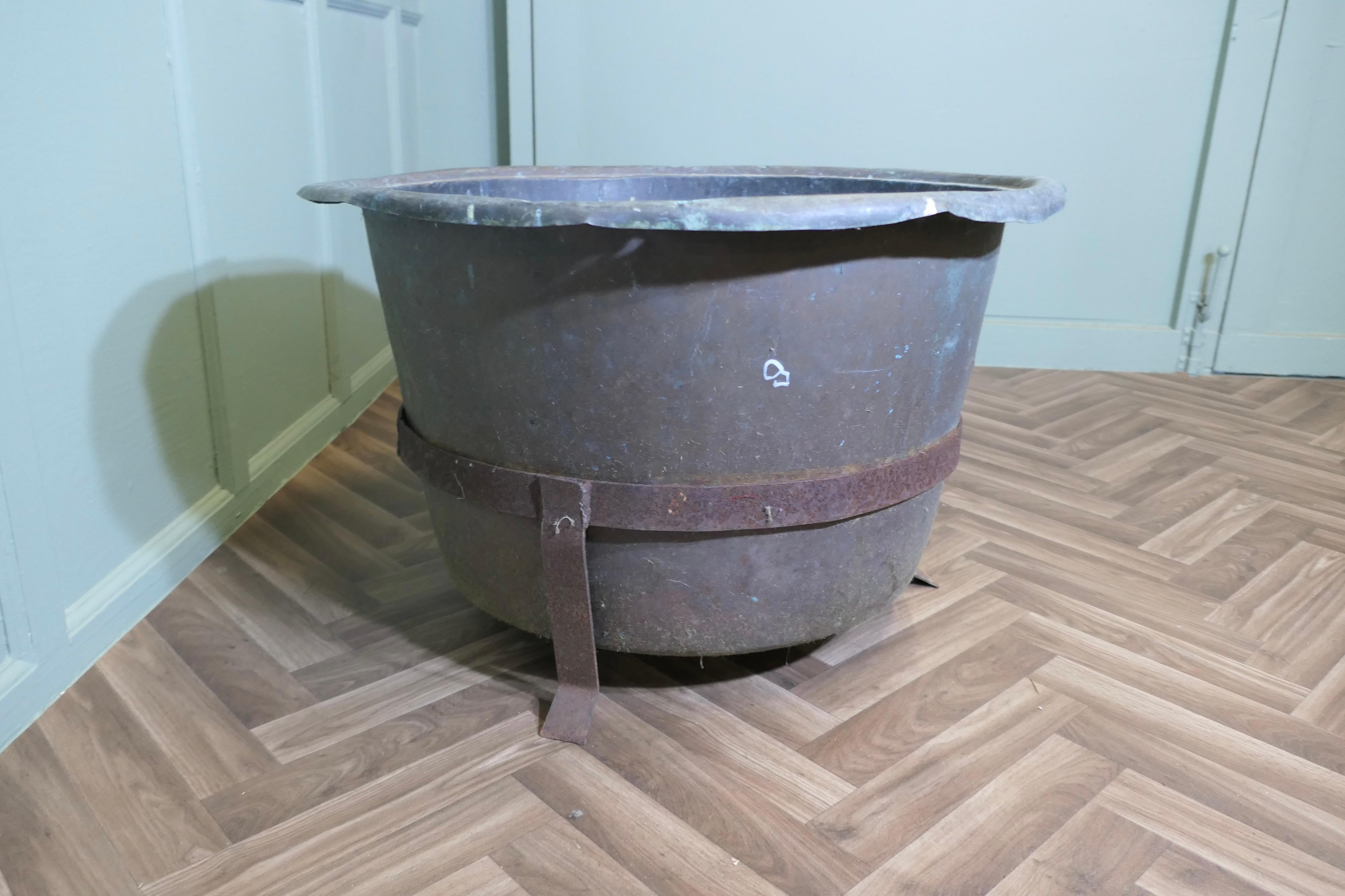 19th Century Heavy Copper and Wrought Iron Log Bin For Sale