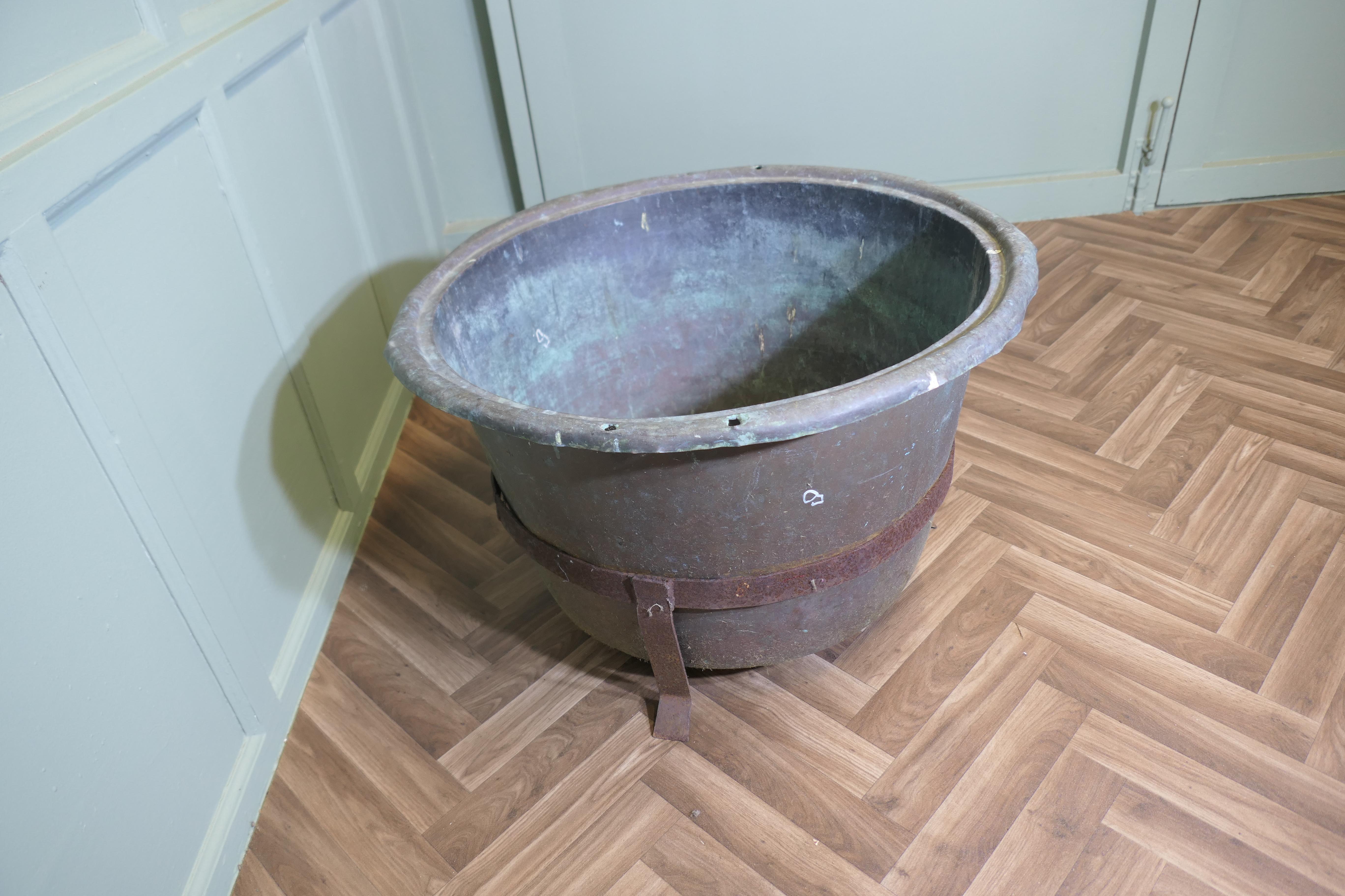 Heavy Copper and Wrought Iron Log Bin For Sale 1