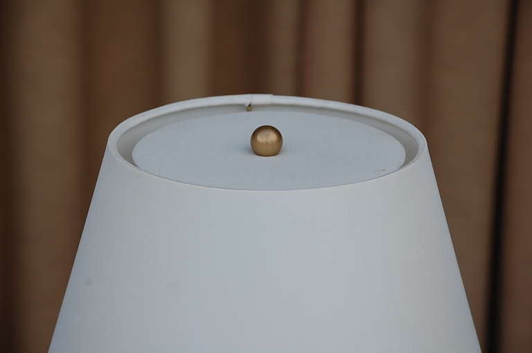 Heavy Copper Table Lamp with Custom Linen Shade 1