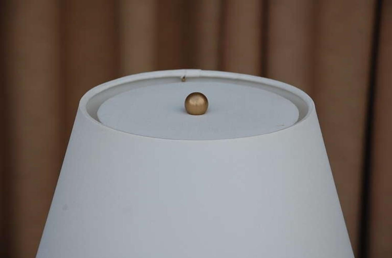 Heavy Copper Table Lamp with Custom Linen Shade 2