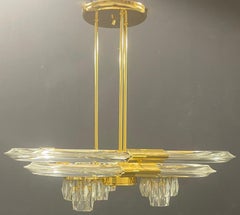 Lampe lourde en verre cristal et laiton par Nachtmann