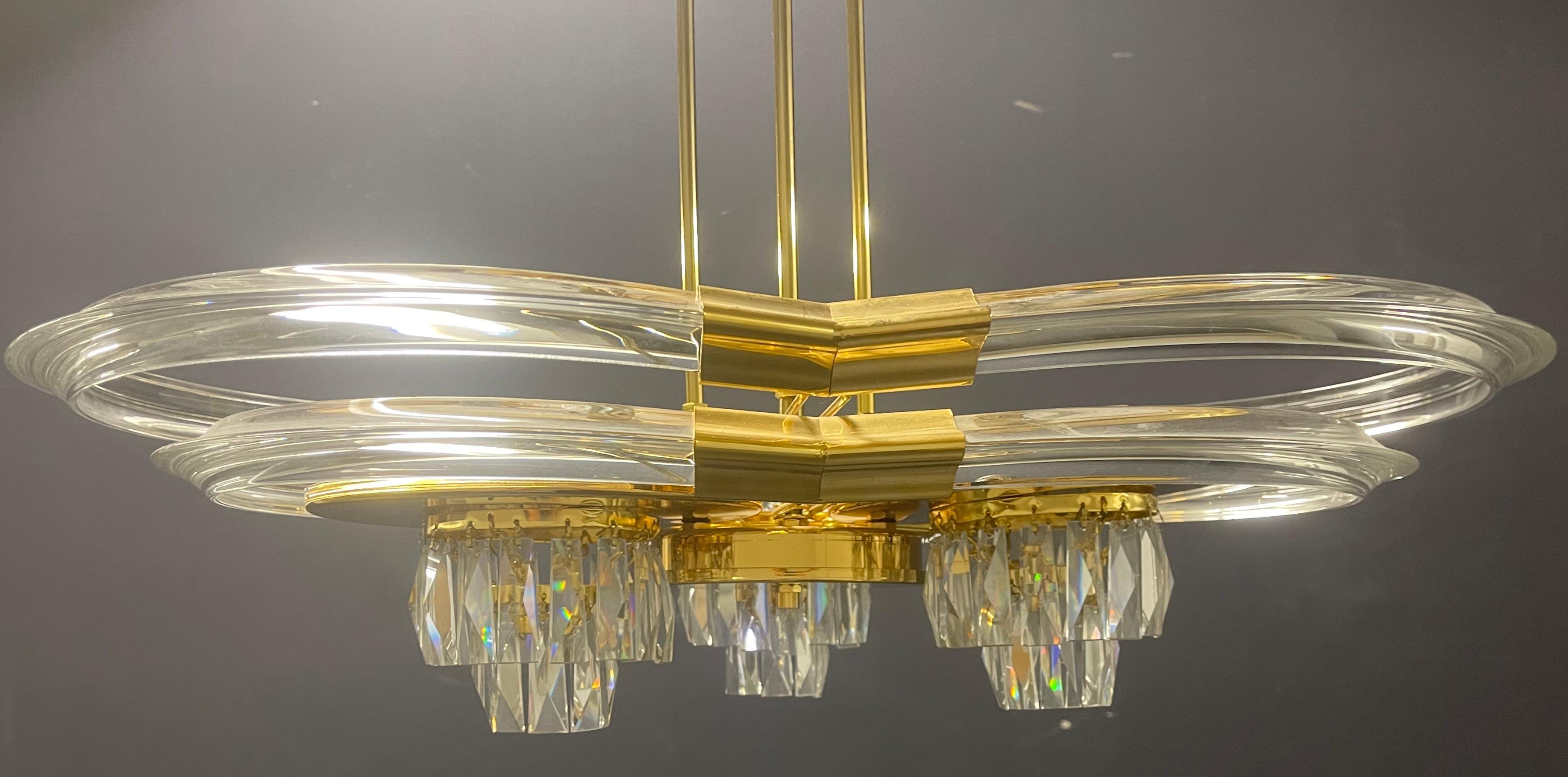 Heavy Crystal Glass and Brass Lamp by Nachtmann In Good Condition For Sale In Munich, DE