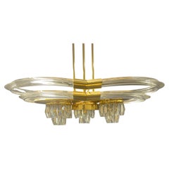 Retro Heavy Crystal Glass and Brass Lamp by Nachtmann