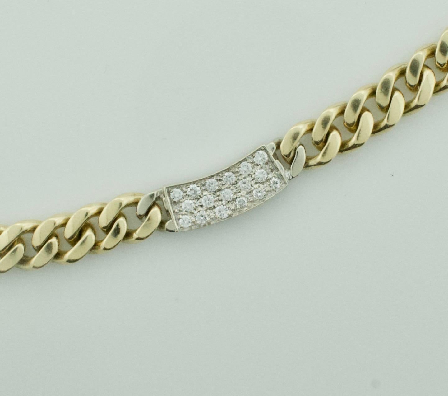 Schwere kubanische Glieder-Diamant-Halskette aus 18 Karat Hammerman and Brothers 4,15 oz. (Rundschliff) im Angebot