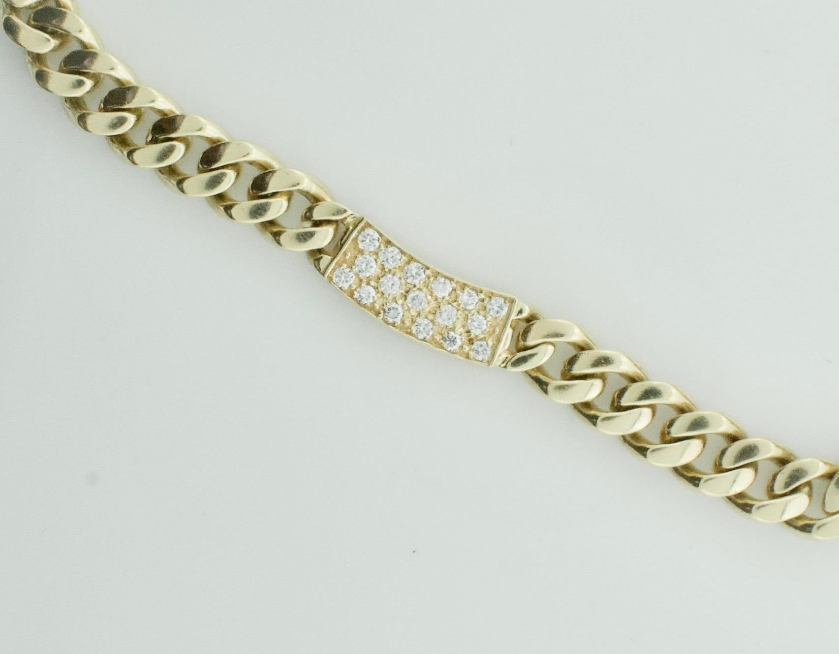 Modern Heavy Cuban Link Diamond Necklace in 18 Karat Hammerman and Brothers 4.15 oz. For Sale