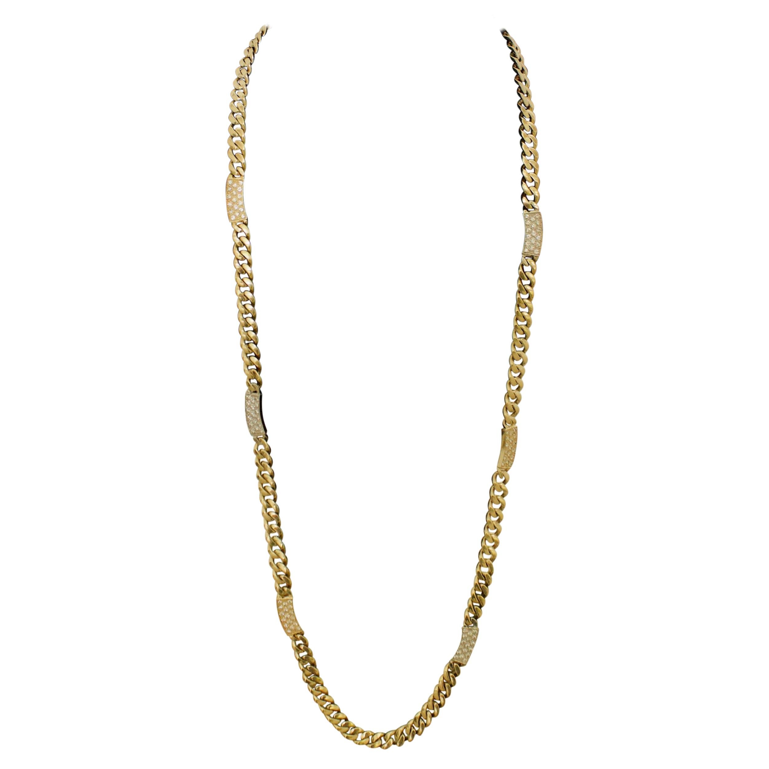 Heavy Cuban Link Diamond Necklace in 18 Karat Hammerman and Brothers 4.15 oz. For Sale