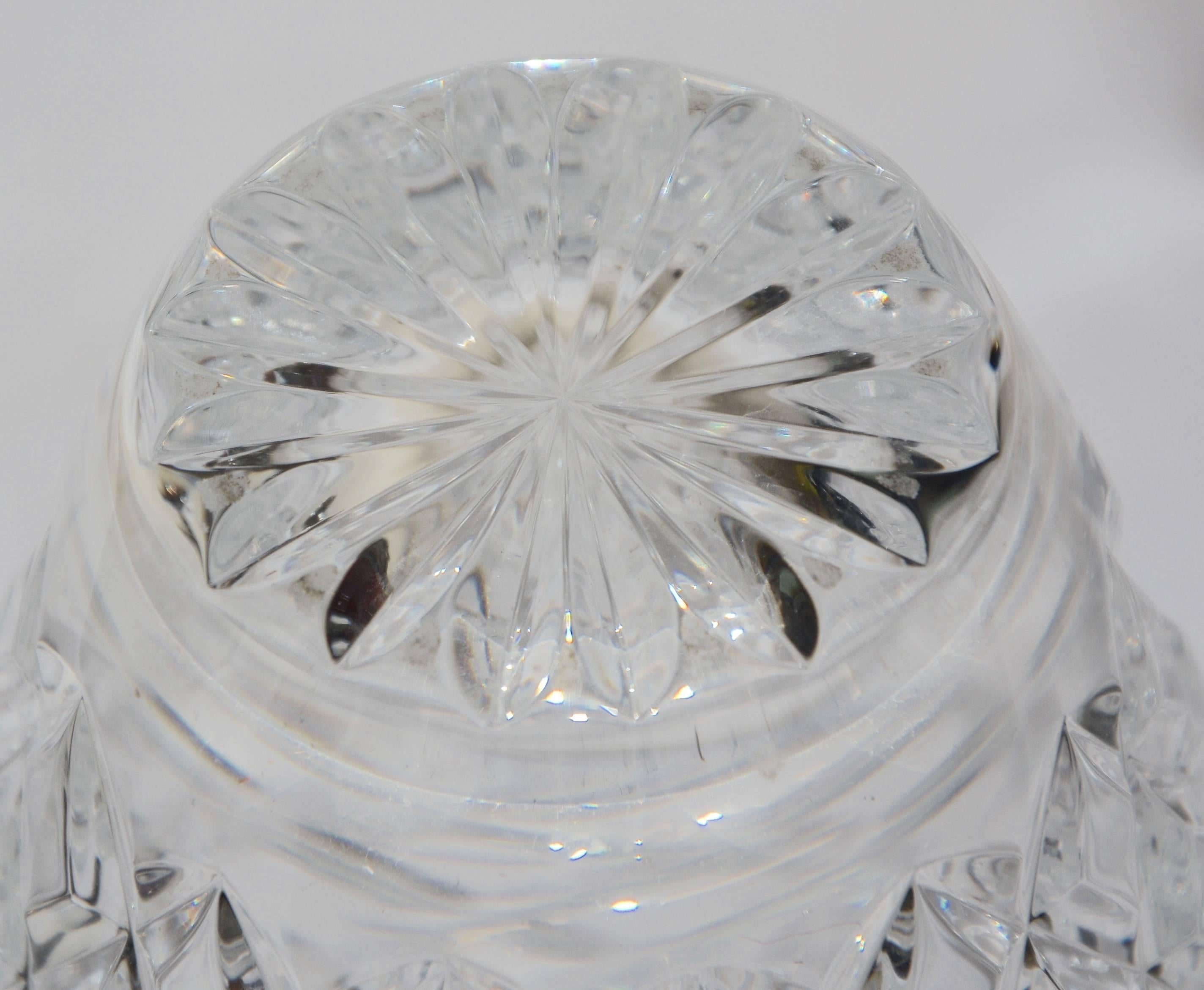 Modern Heavy Cut Crystal Diamond Pattern Waterford Vase Signed Sinead Christian, 1999