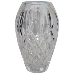 Vintage Heavy Cut Crystal Diamond Pattern Waterford Vase Signed Sinead Christian, 1999