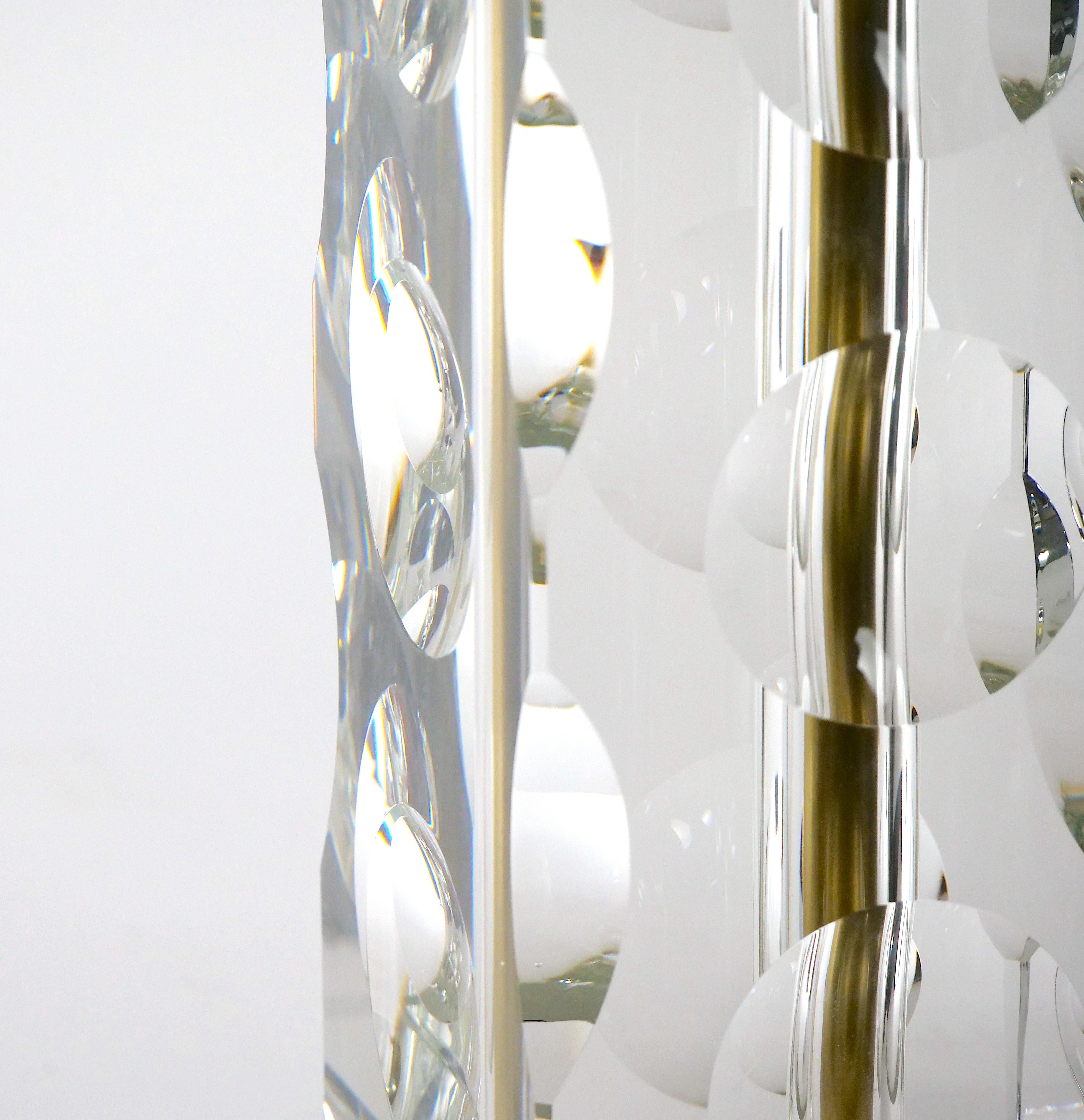 Heavy Cut Glass Italian Art Deco Style Pair Table Lamp For Sale 3