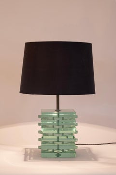 Heavy cut glass table lamp