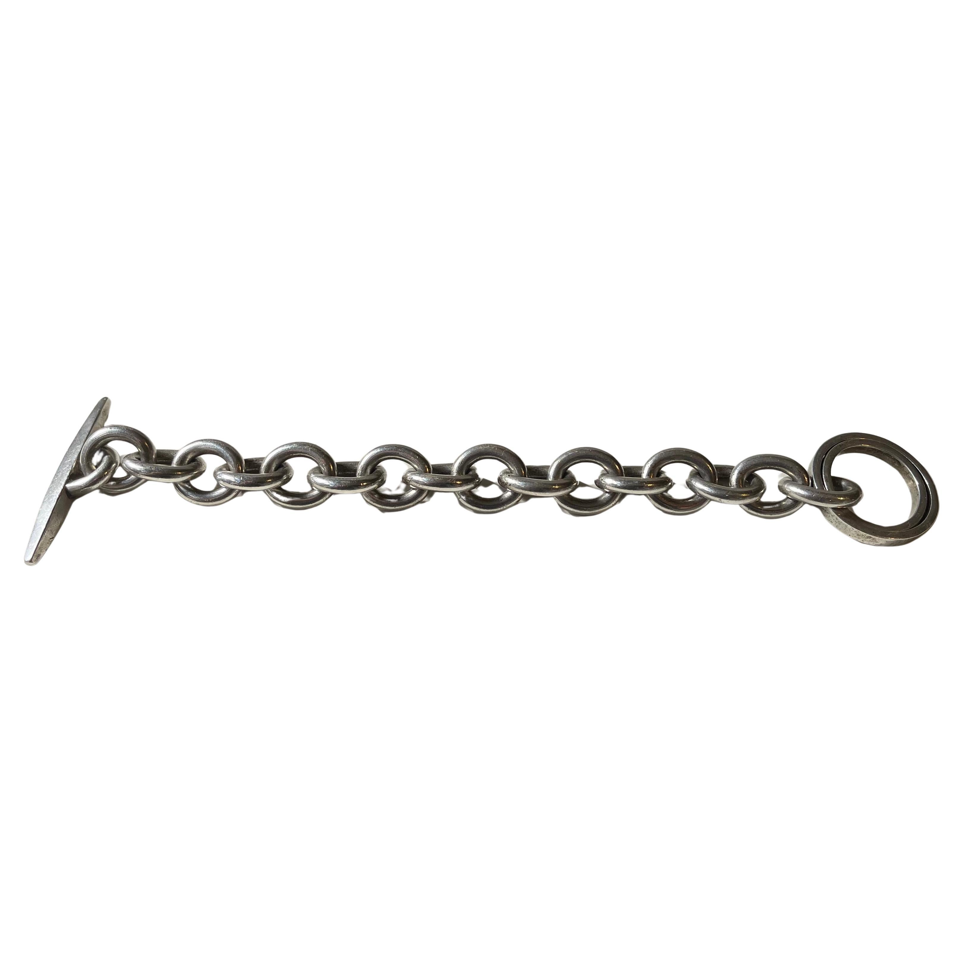 Heavy Danish Sterling Silver Bracelet in the Style of Georg Jensen, 1970s