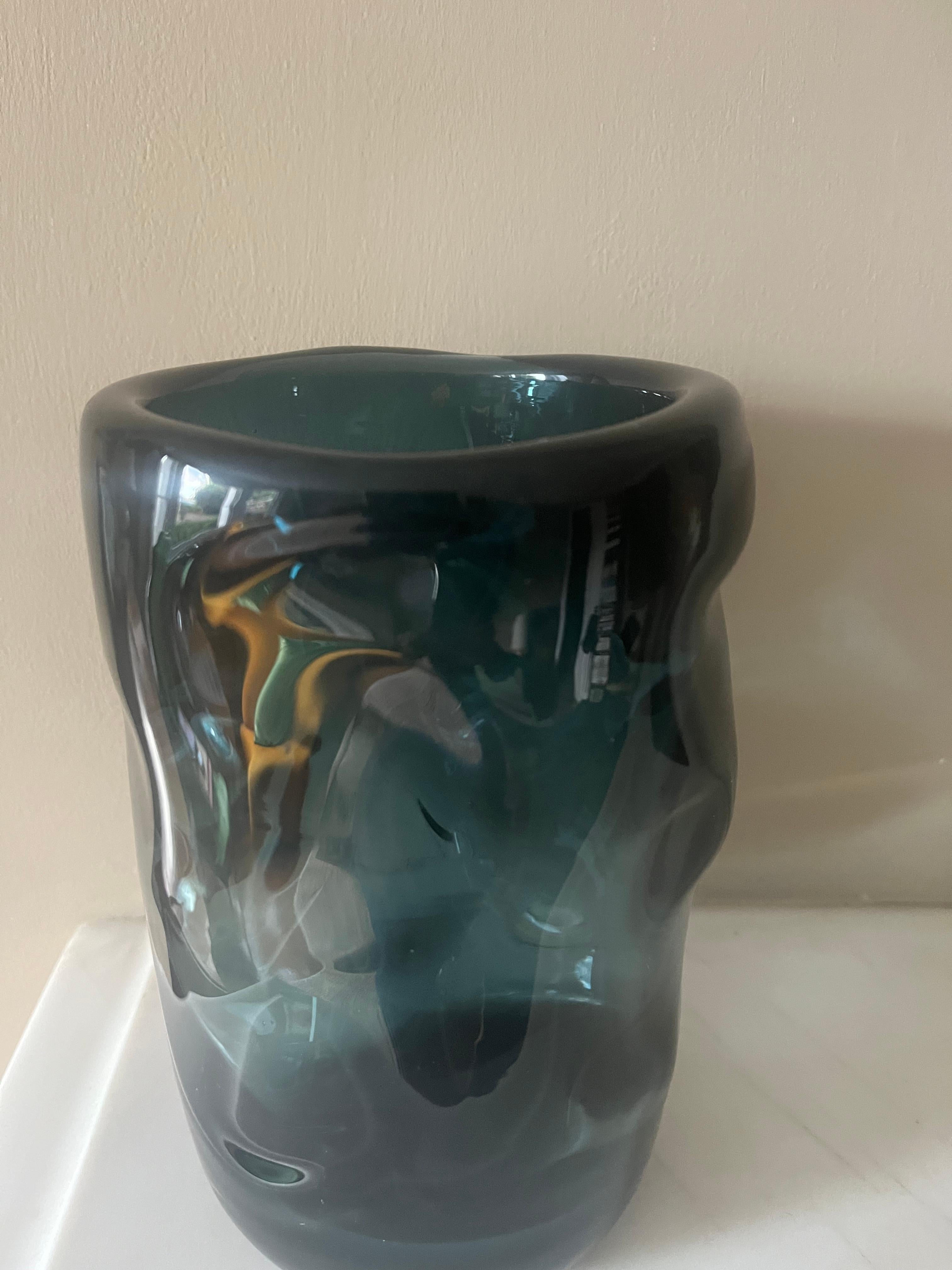 Mid-Century Modern Heavy dark grey/blue glass vase c.1950’s