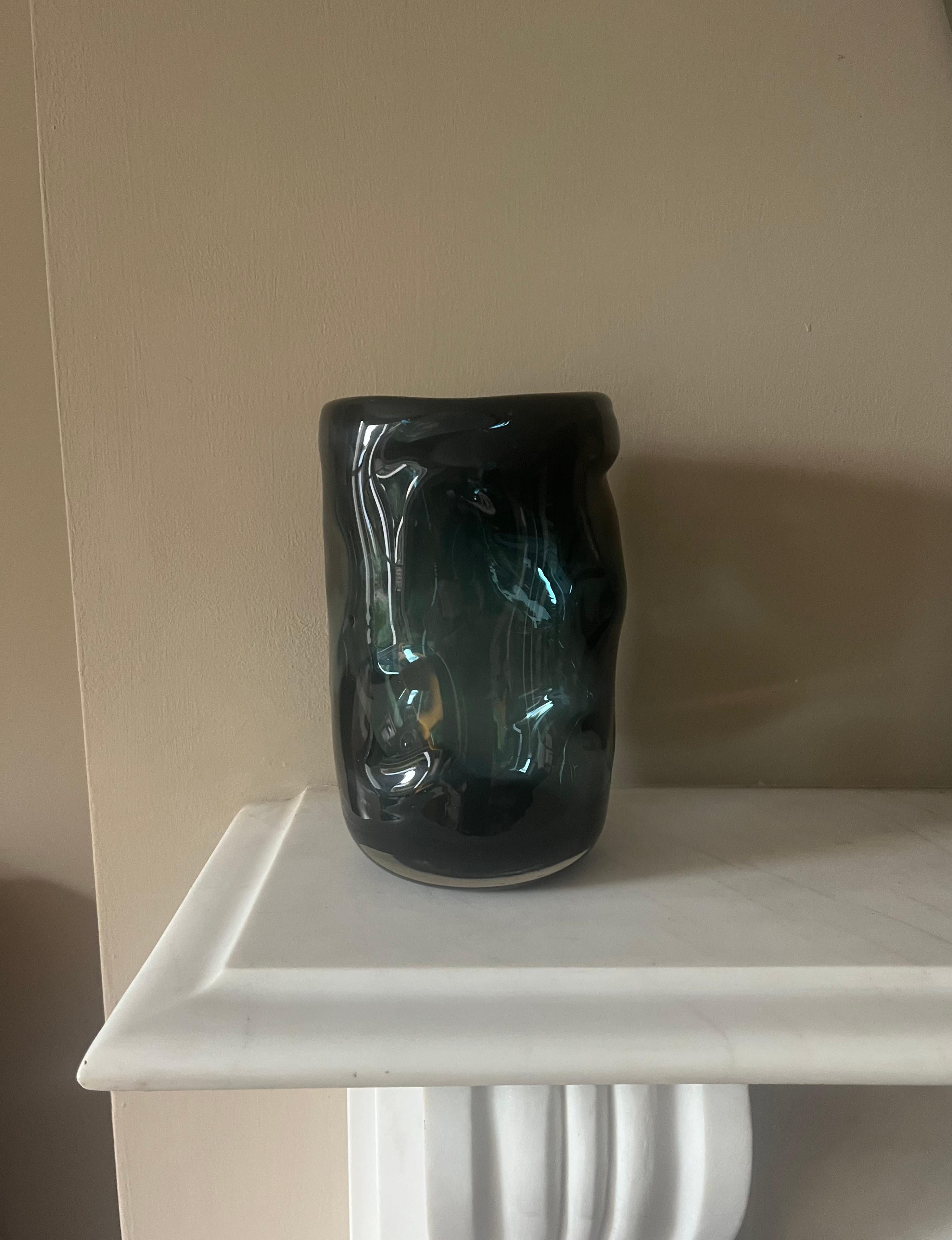 20th Century Heavy dark grey/blue glass vase c.1950’s