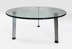 Heavy Designer Glass Topped Chrome Circular Coffee Table