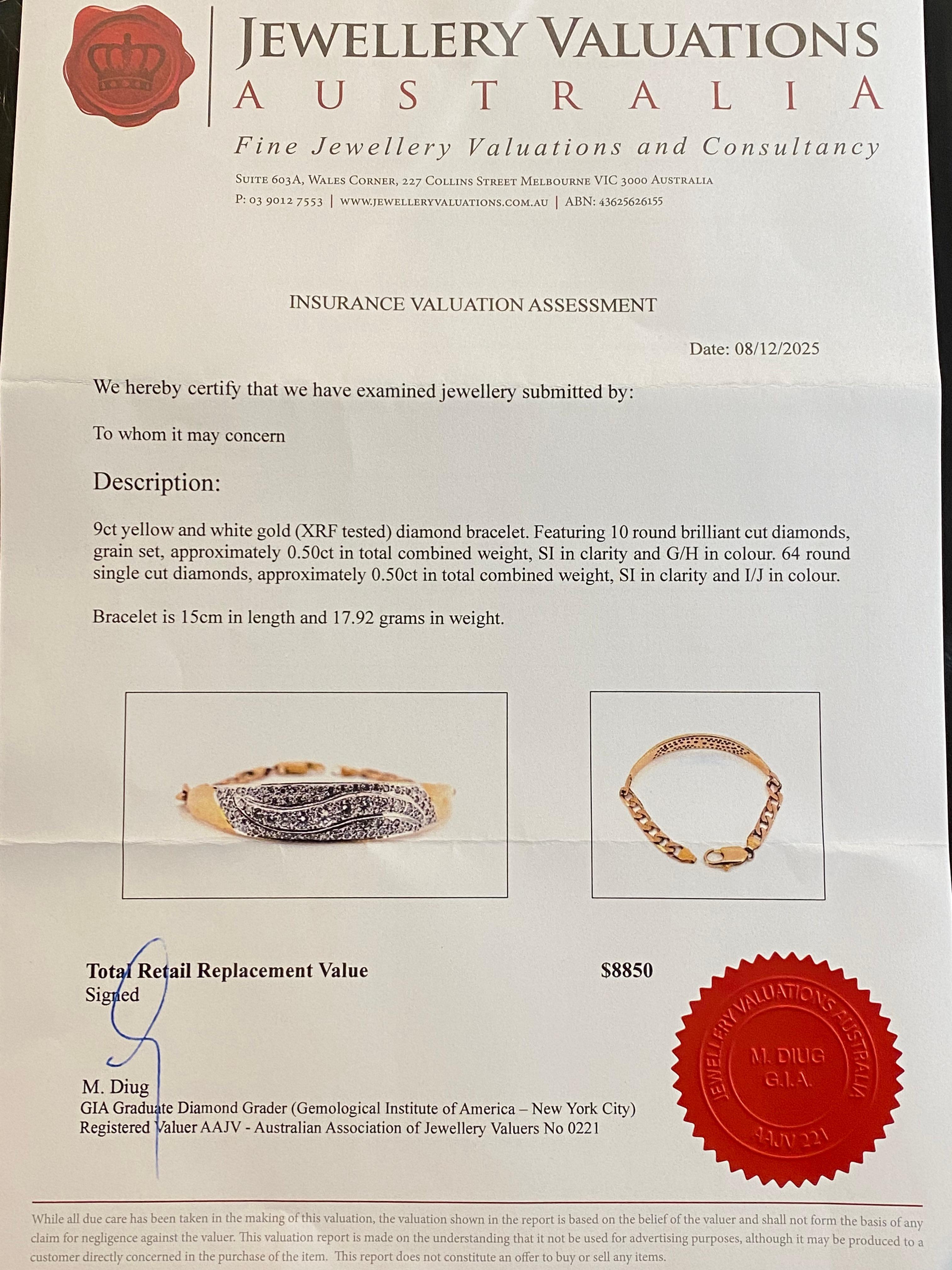 2,50 Karat Diamant-Armreif/Armreif aus 2-farbigem 9K Gold von Unoaerre (gegründet 1926), Italien im Angebot 2