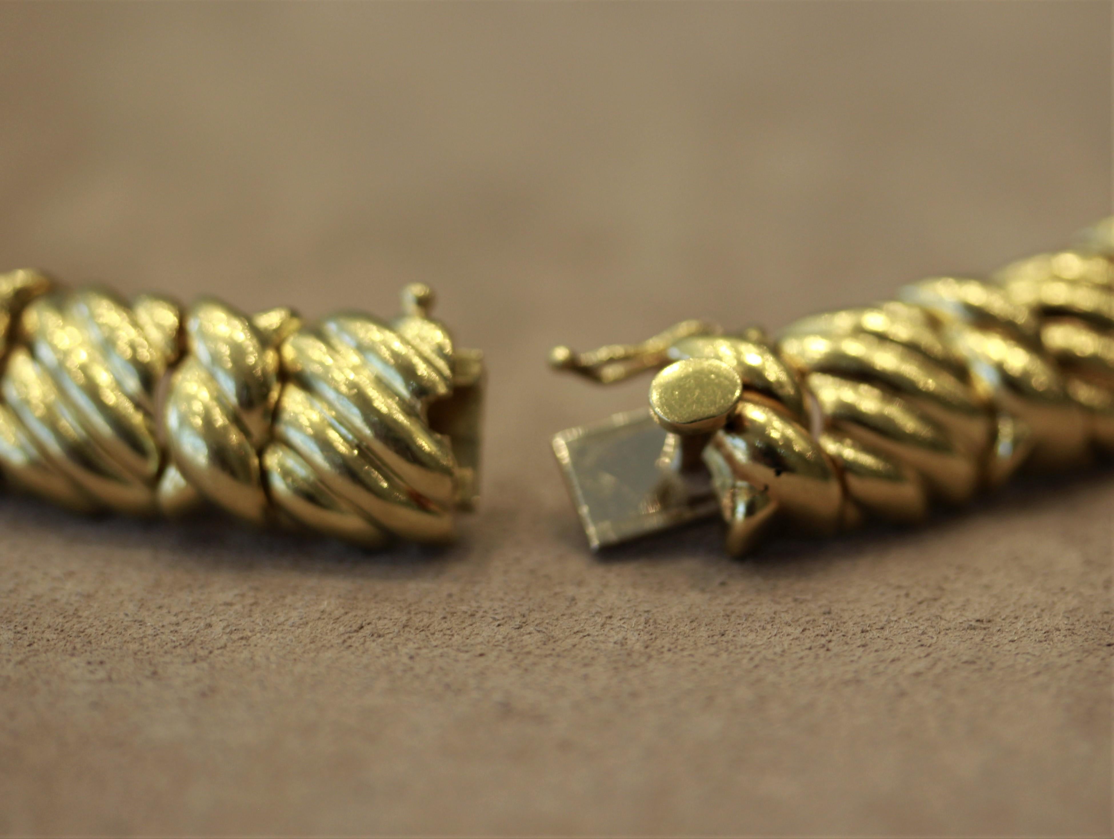 Heavy Diamond Gold Link Necklace, circa 1970 1