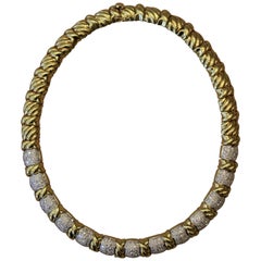Heavy Diamond Gold Link Necklace, circa 1970