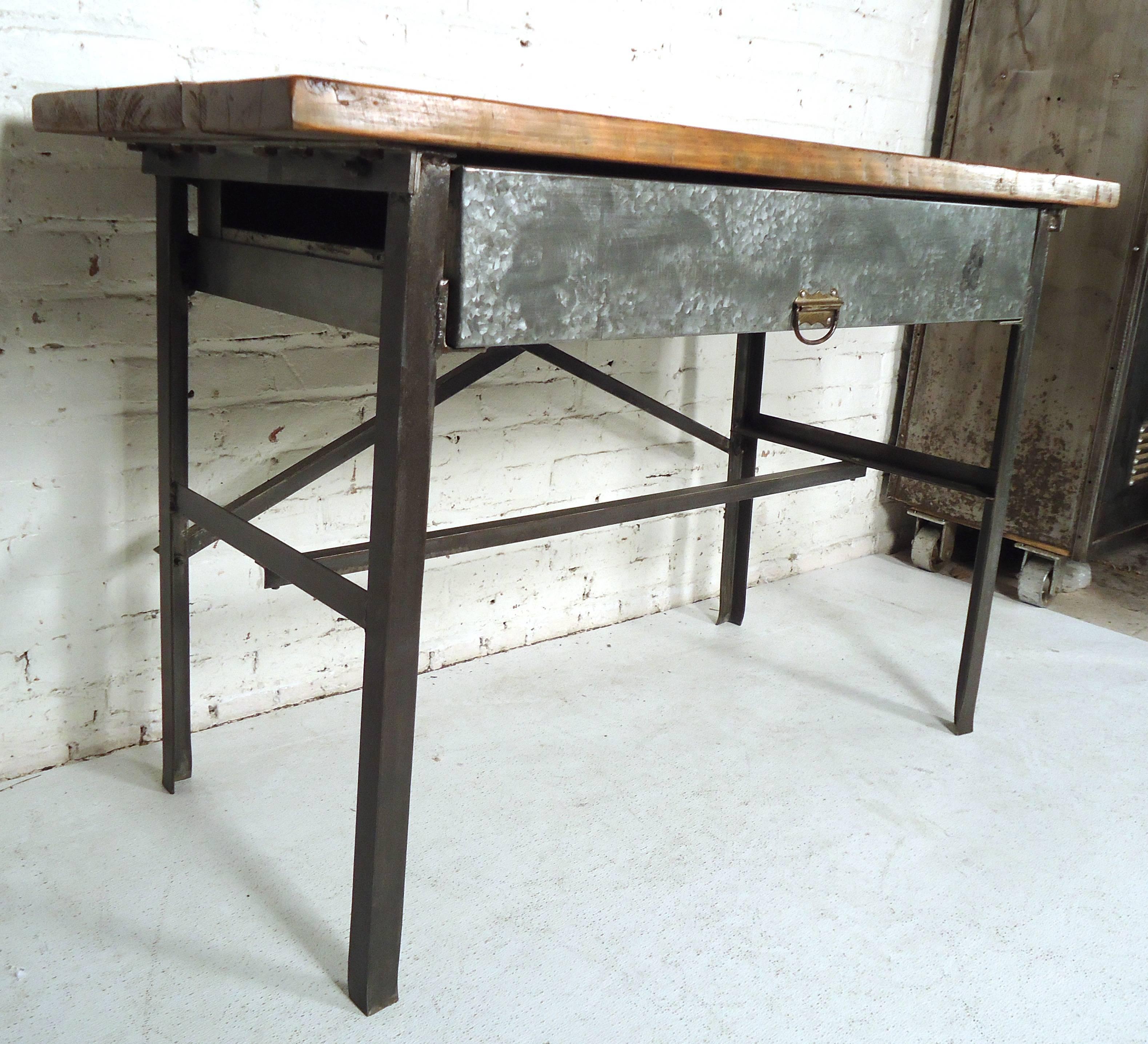 Heavy Duty Butcher Block Table In Distressed Condition In Brooklyn, NY