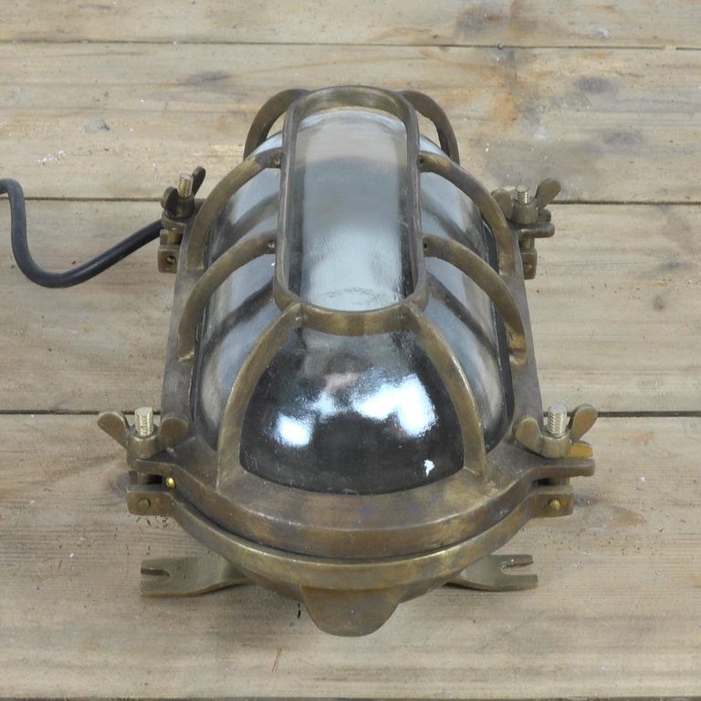Heavy Duty Industrial Brass Nautical Ship Light at 1stDibs