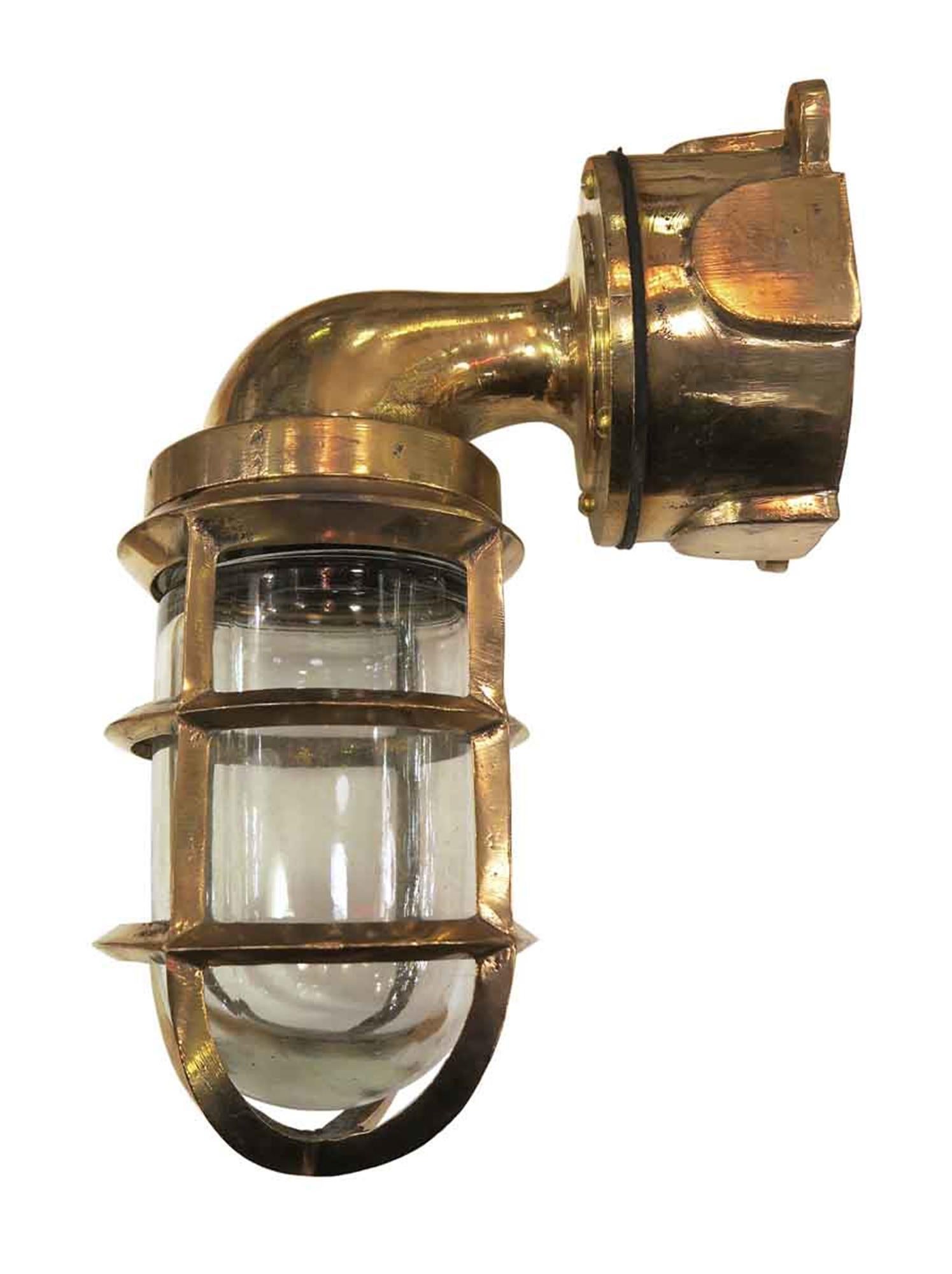 Heavy duty polished brass nautical ship sconce. Industrial Design. Quantity available at time of posting. Priced each. This can be seen at our 302 bowery location in Manhattan.