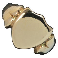 Heavy English Victorian 15 Carat Rose Gold Shield Signet Ring