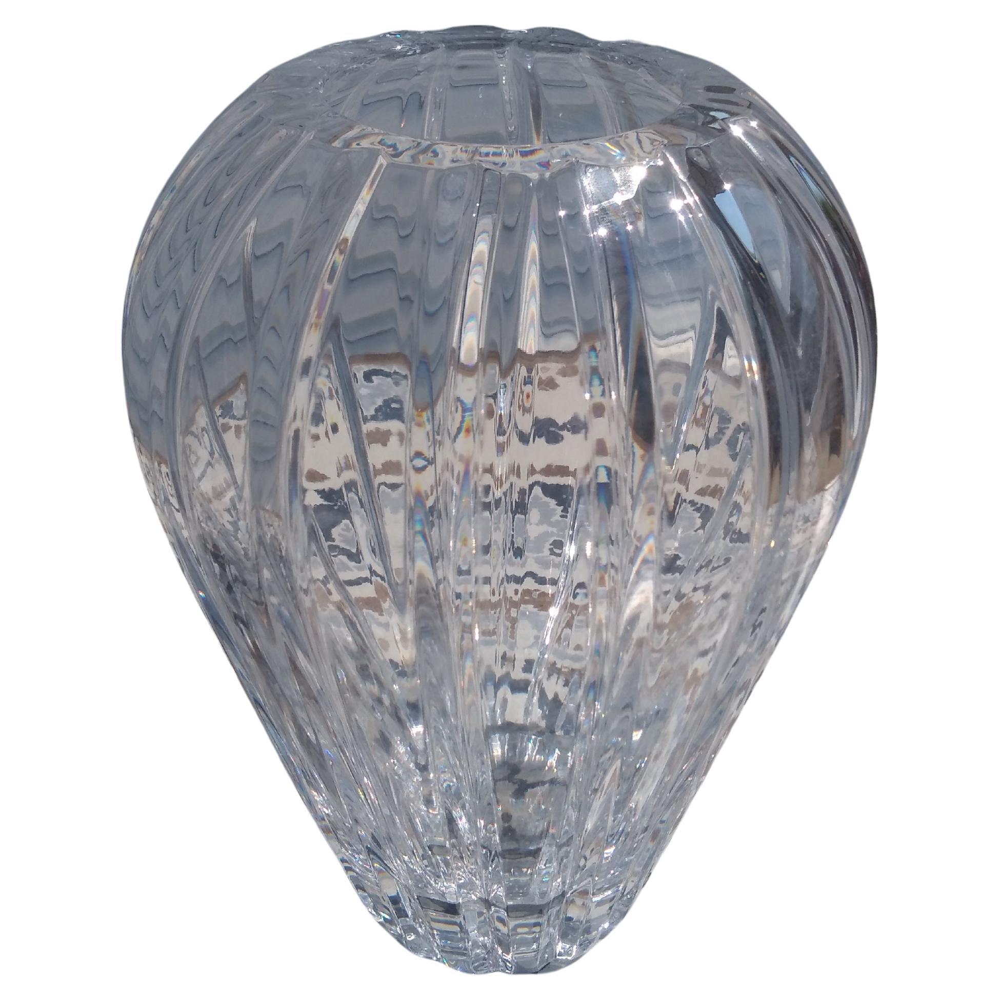 Heavy Etched Crystal Vase