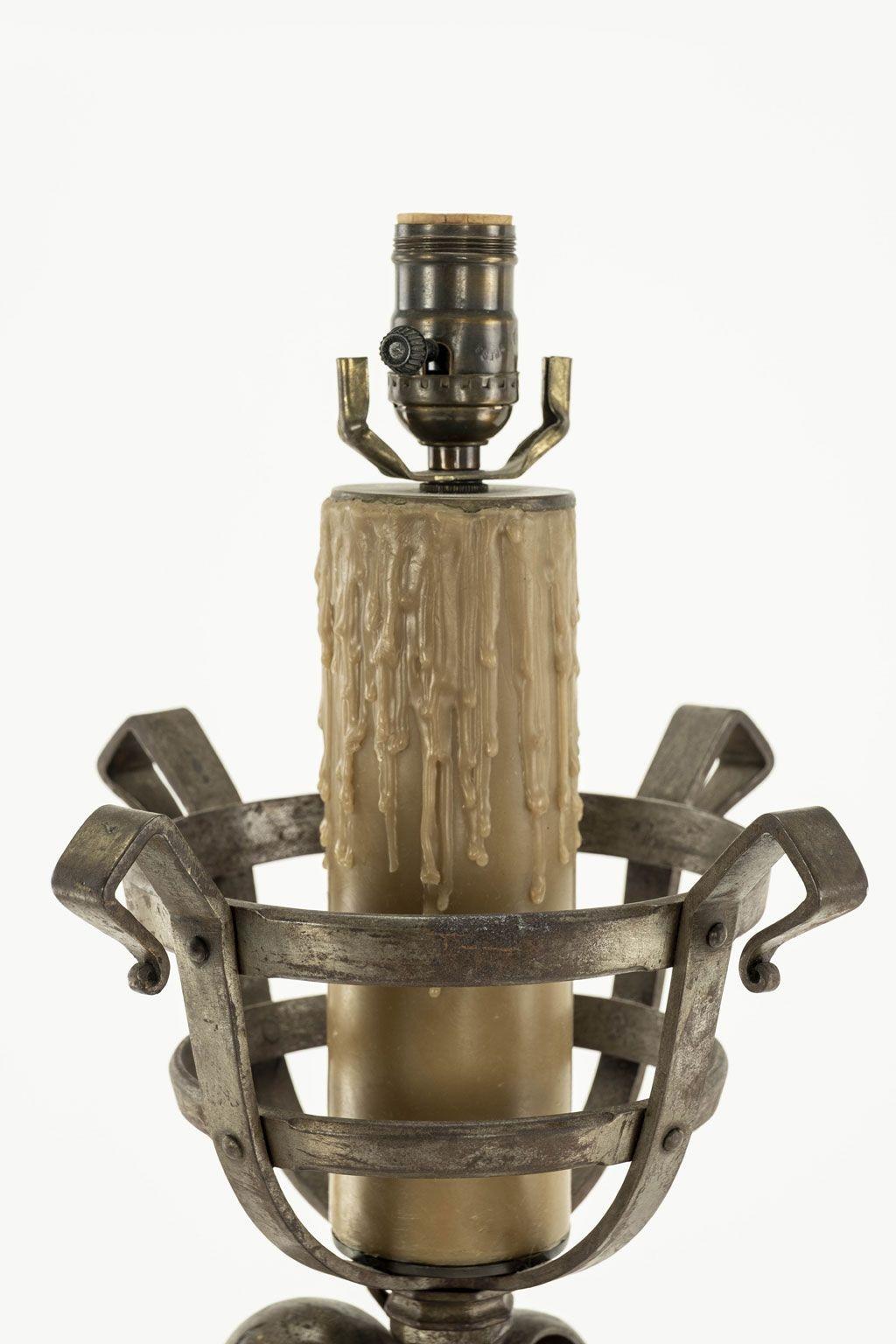 Mid-20th Century Heavy Fine Forged Iron Floor Lamp