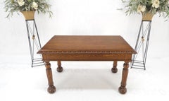 Heavy Fluted Carved Oak Legs 1 Drawer Arts & Crafts Desk Writing Table Clean!