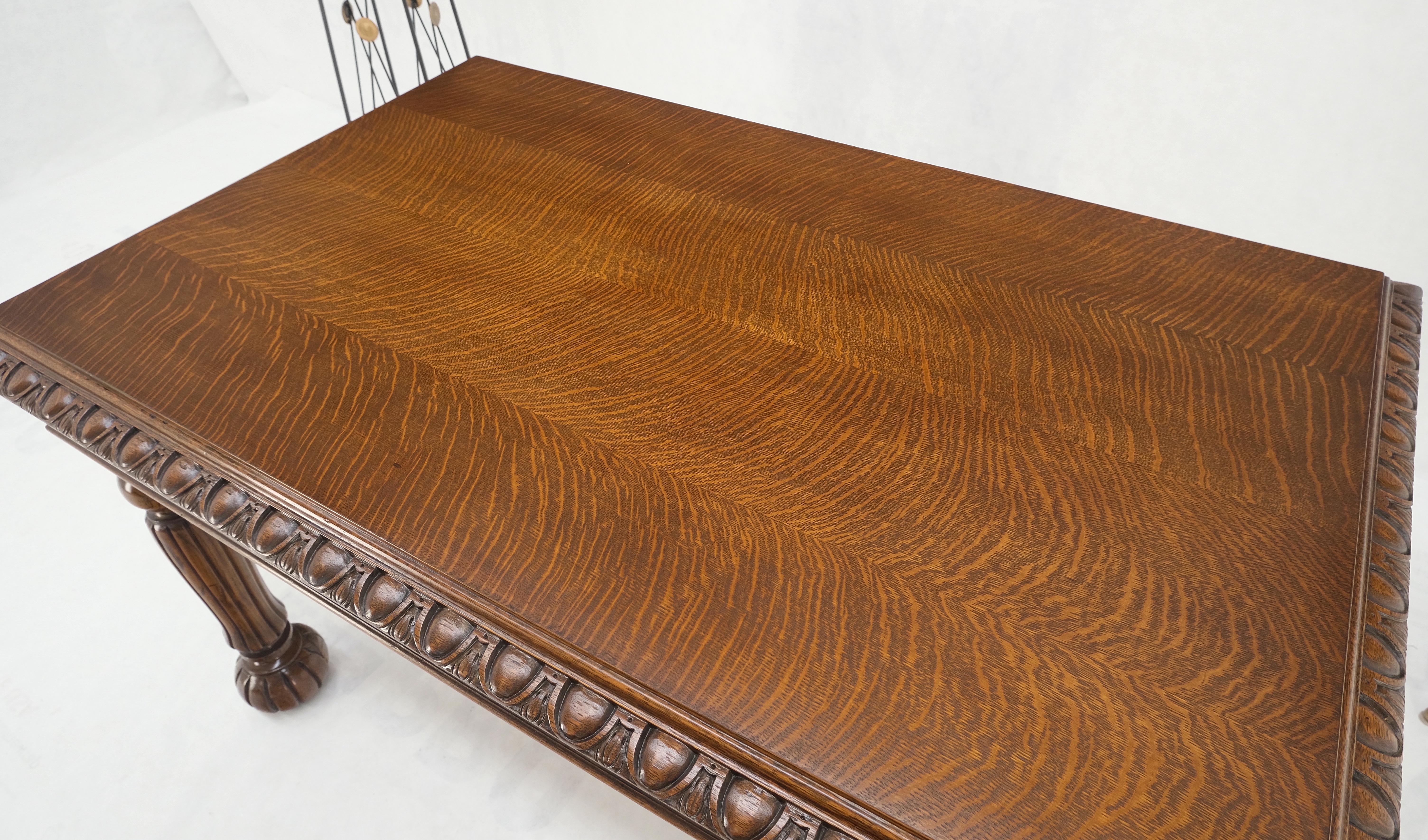 Laqué Table de bureau Arts & Crafts à 1 tiroir avec pieds cannelés en chêne sculpté CLEAN ! en vente