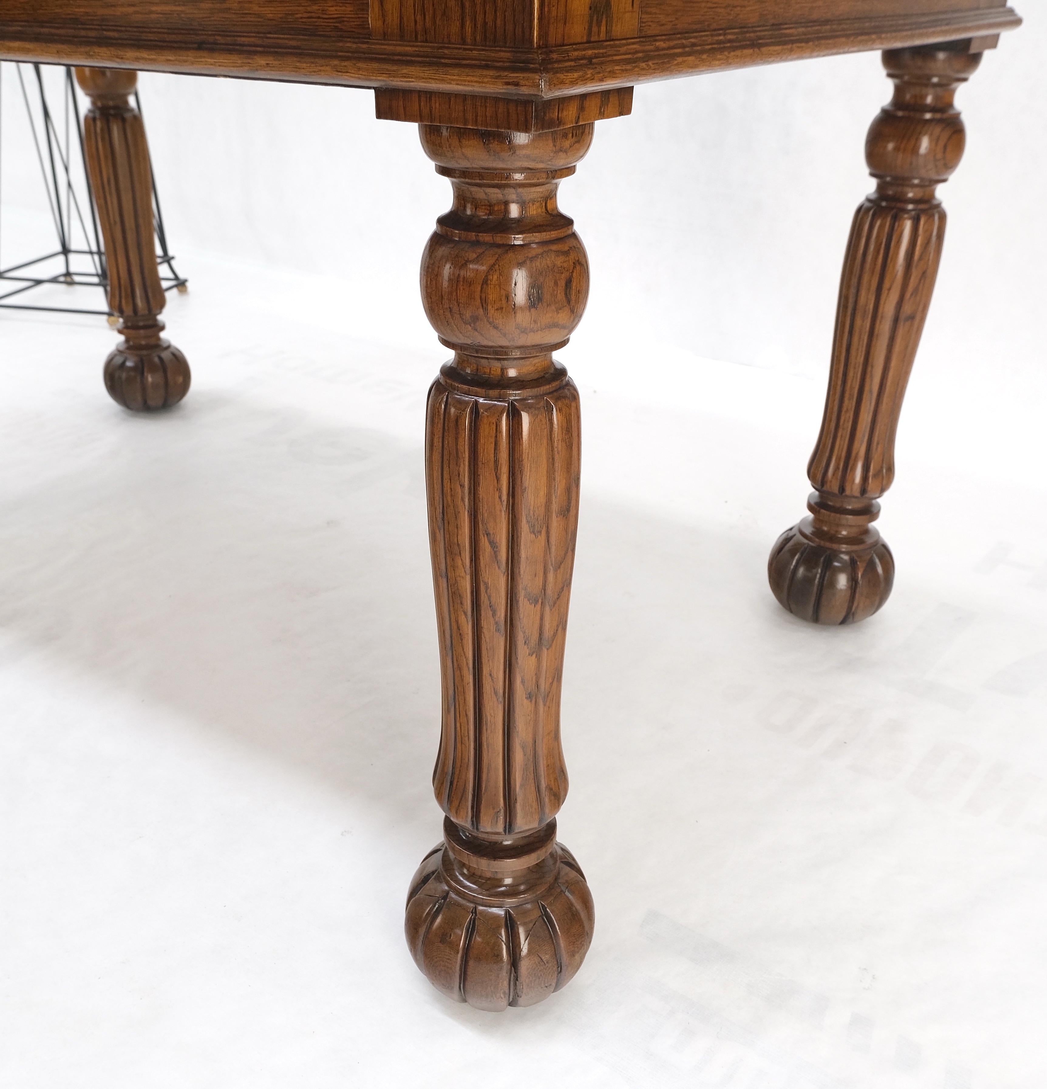 Heavy Fluted Carved Oak Legs 1 Drawer Arts & Crafts Desk Writing Table Clean! For Sale 2