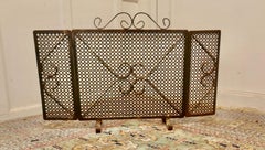 Heavy Folding Wrought Iron Fire Guard for Inglenook Fireplace
