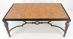 Heavy Forged Bronzed Iron Base Rouge Marble Top Coffee Table Mint