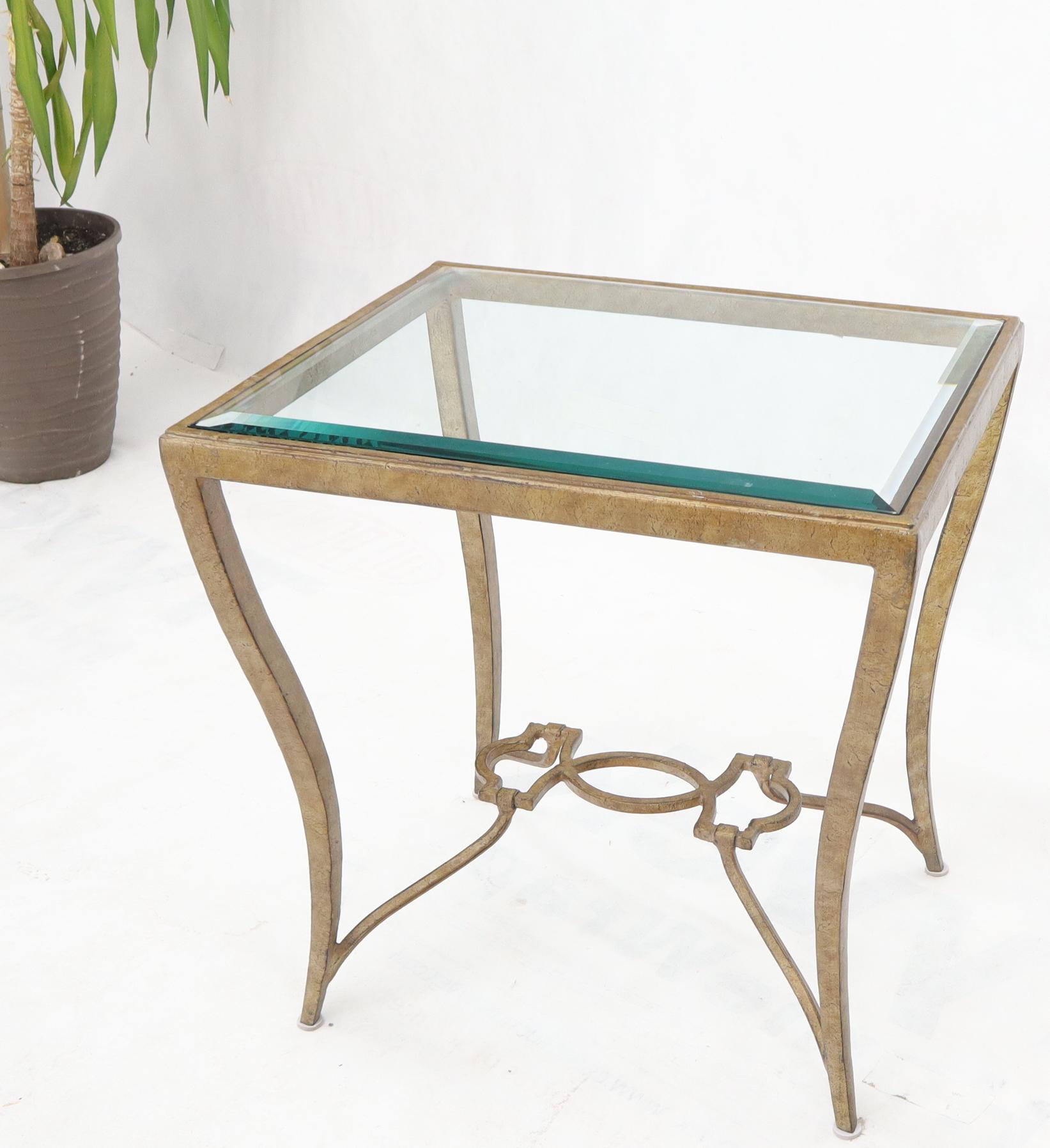 Heavy Forged Iron Cabriole Leg Base Glass Top Side End Table 1