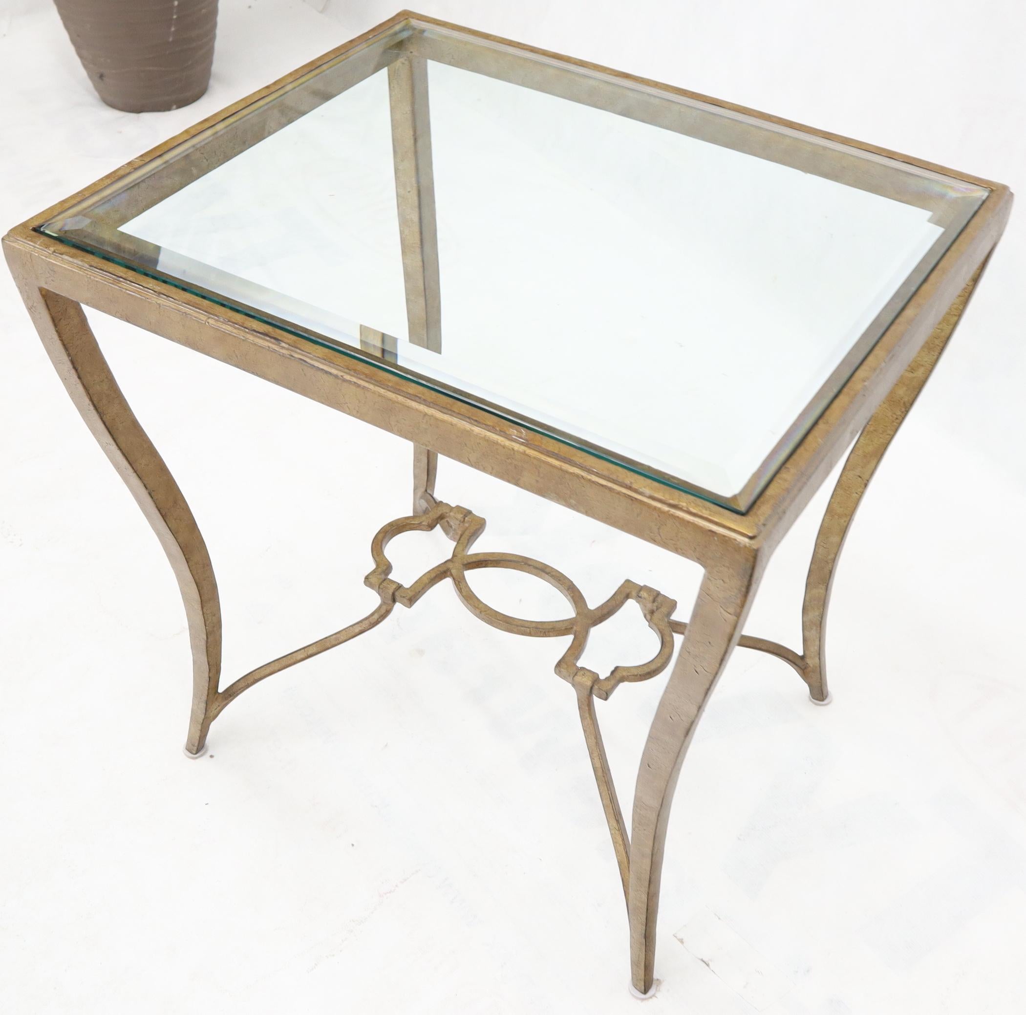 Heavy Forged Iron Cabriole Leg Base Glass Top Side End Table 2