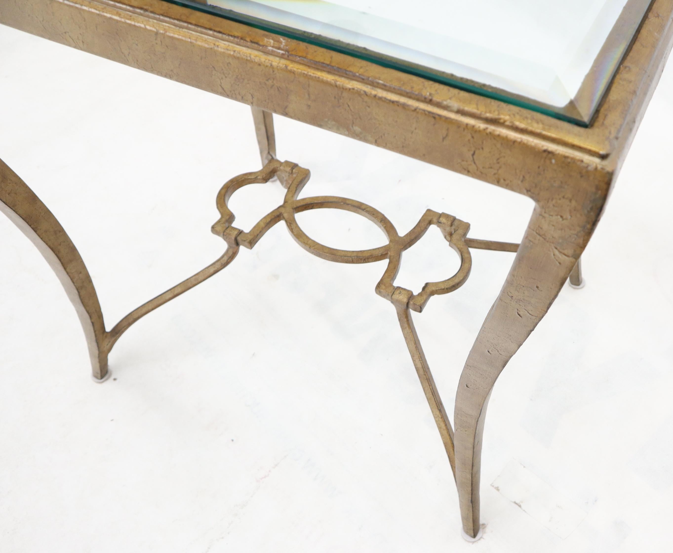 Heavy Forged Iron Cabriole Leg Base Glass Top Side End Table 3