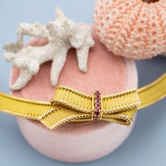 Heavy French 18k solid gold Necklace - Cleopatra collar - 1950's - Bow brooch