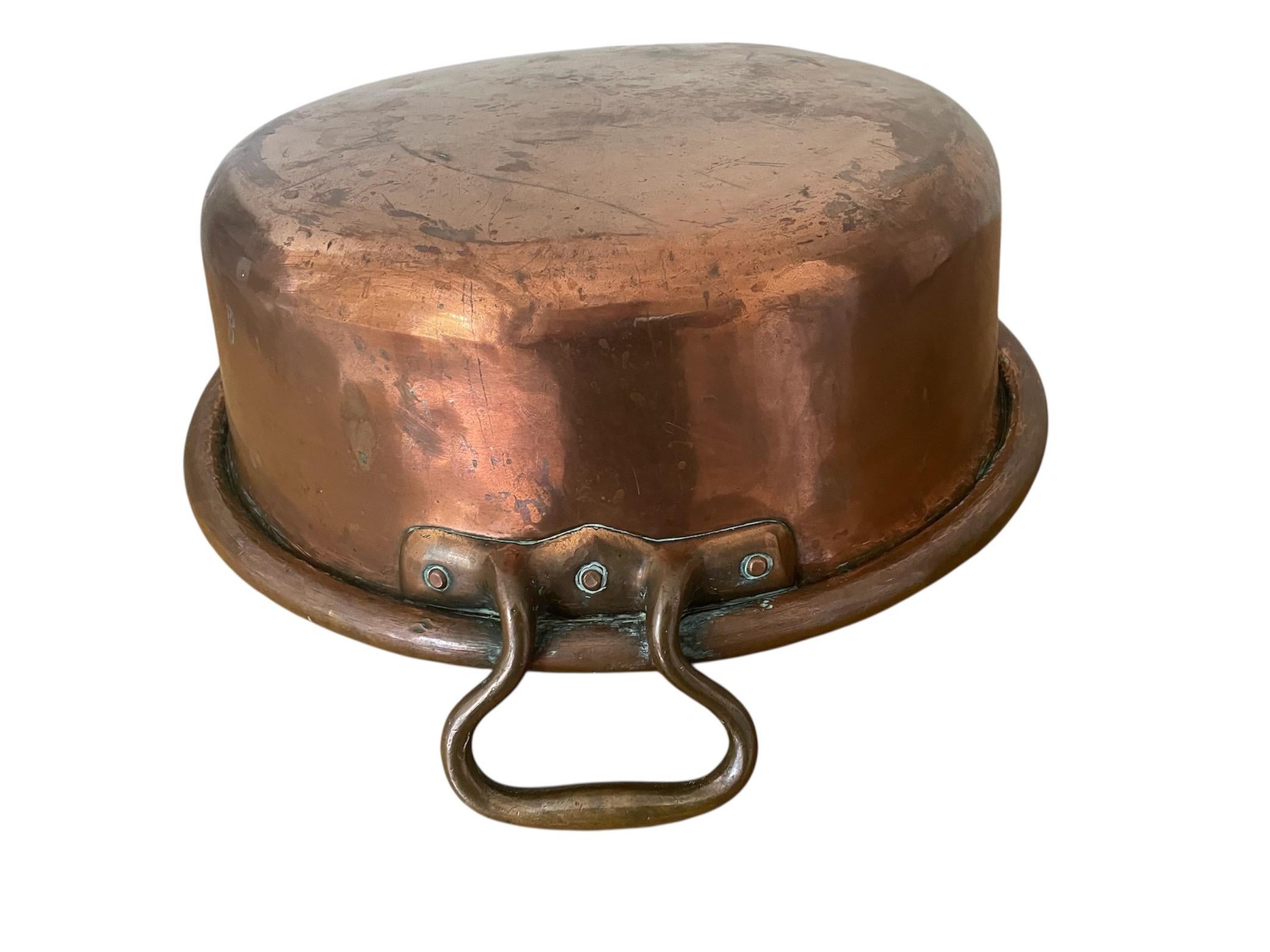 Schwere Antique French Kupfer Hand gehämmert Topf, Pfanne, Jardiniere oder Obstschale (Arts and Crafts) im Angebot
