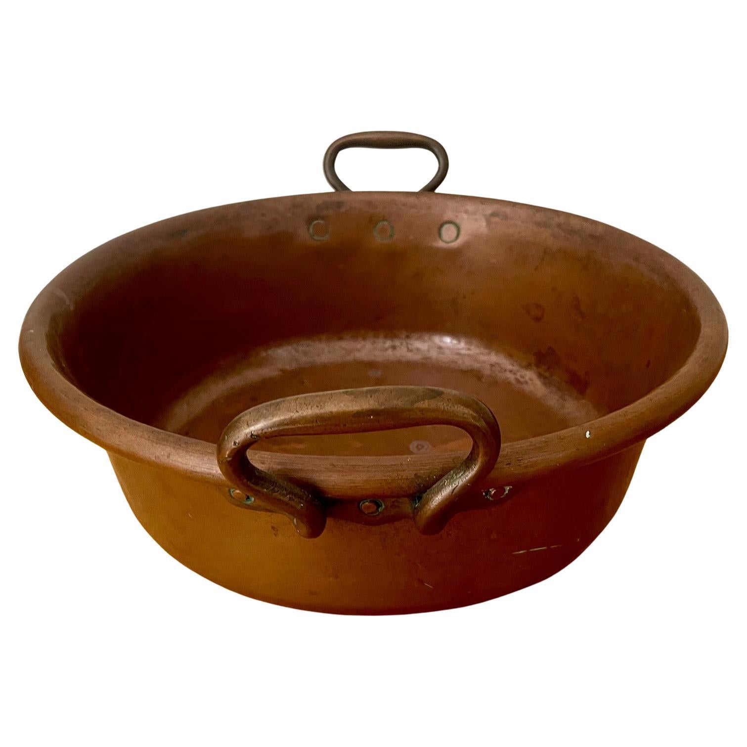 Schwere Antique French Kupfer Hand gehämmert Topf, Pfanne, Jardiniere oder Obstschale (Gehämmert) im Angebot