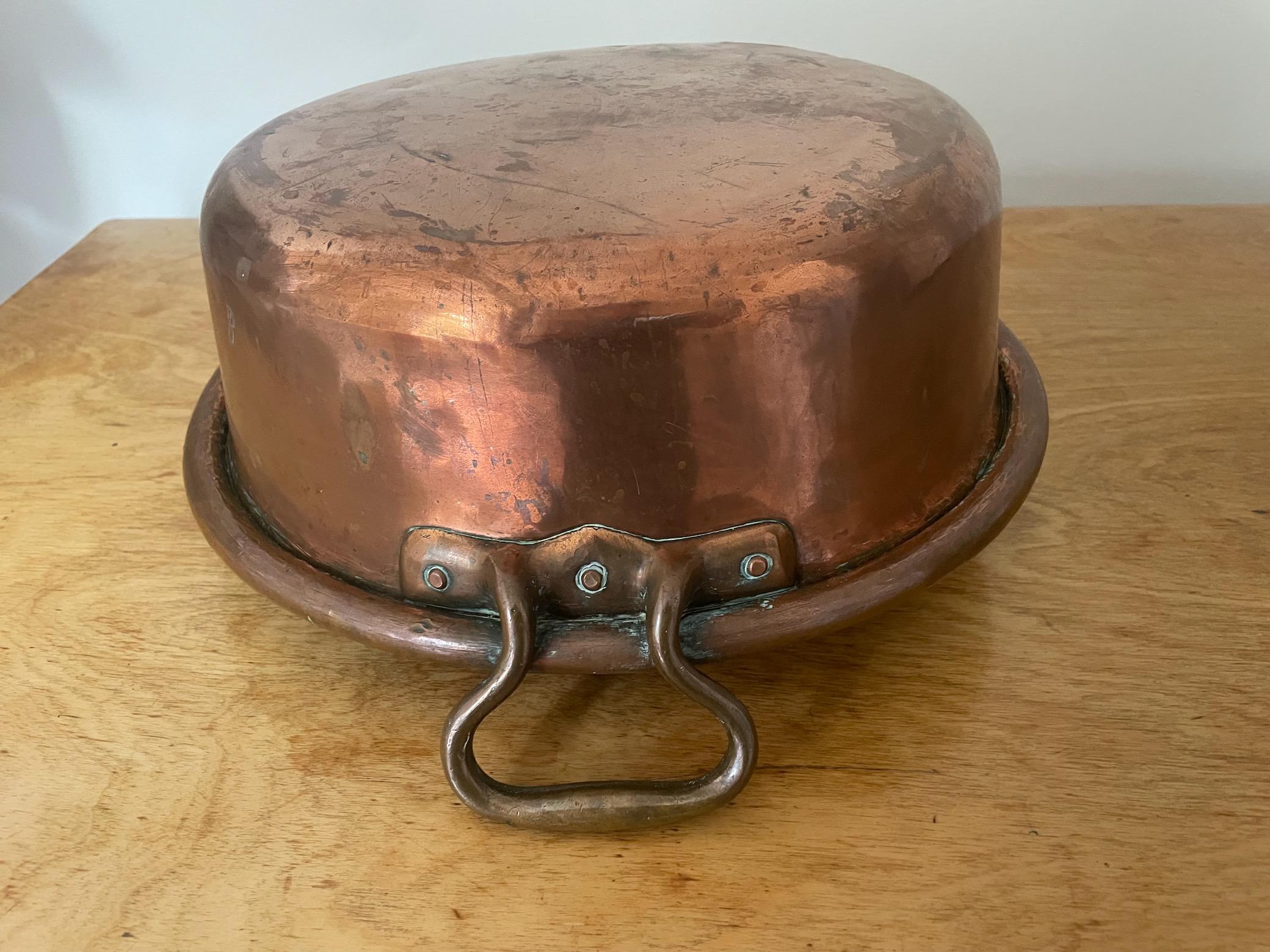 Schwere Antique French Kupfer Hand gehämmert Topf, Pfanne, Jardiniere oder Obstschale im Angebot 1