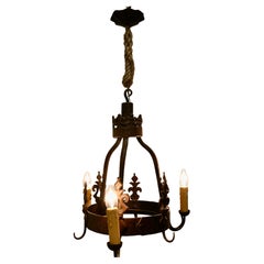 Used Heavy French Blacksmith Made Iron Game Hanger, made as a Light Fitting