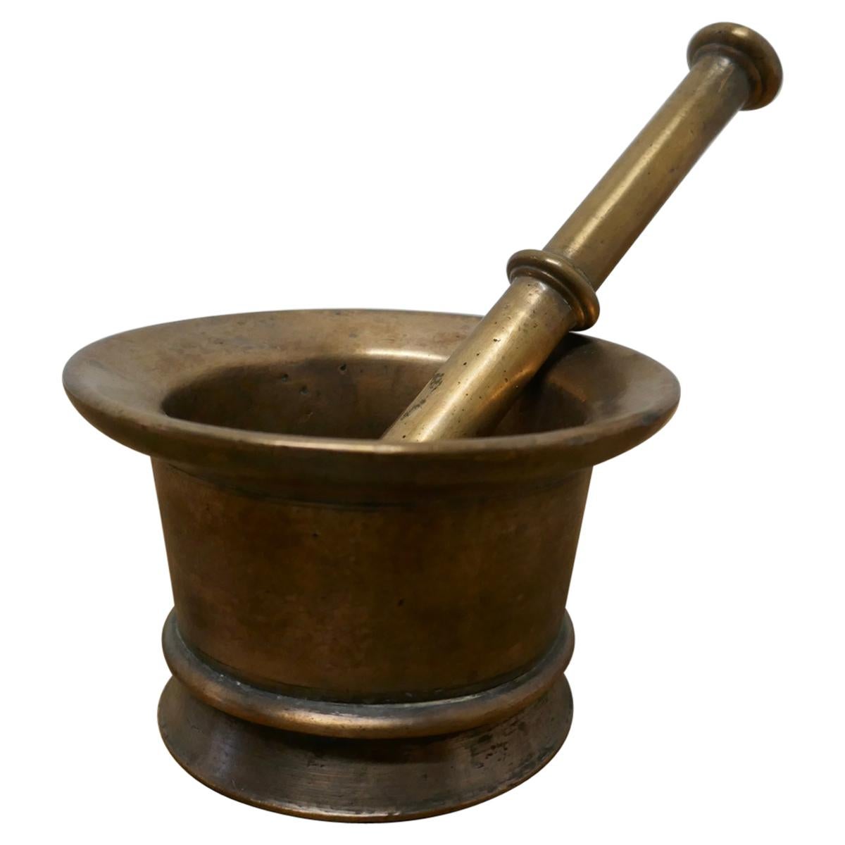 Heavy French Bronze Pestle and Mortar  For Sale