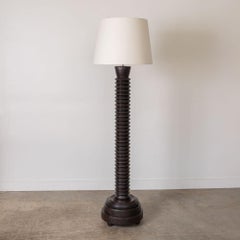 Heavy French Carved Wood Floor Lamp in the Style of Charles Dudouyt