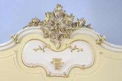 Heavy French Painted Carved Wood Headboard