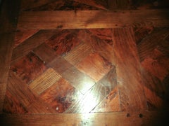 Heavy French Solid Fruitwood Parquetry Table  This is a wonderful and skilfully