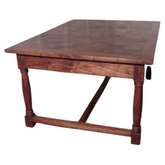 Heavy French Solid Fruitwood Parquetry Table  This is a wonderful and skilfully